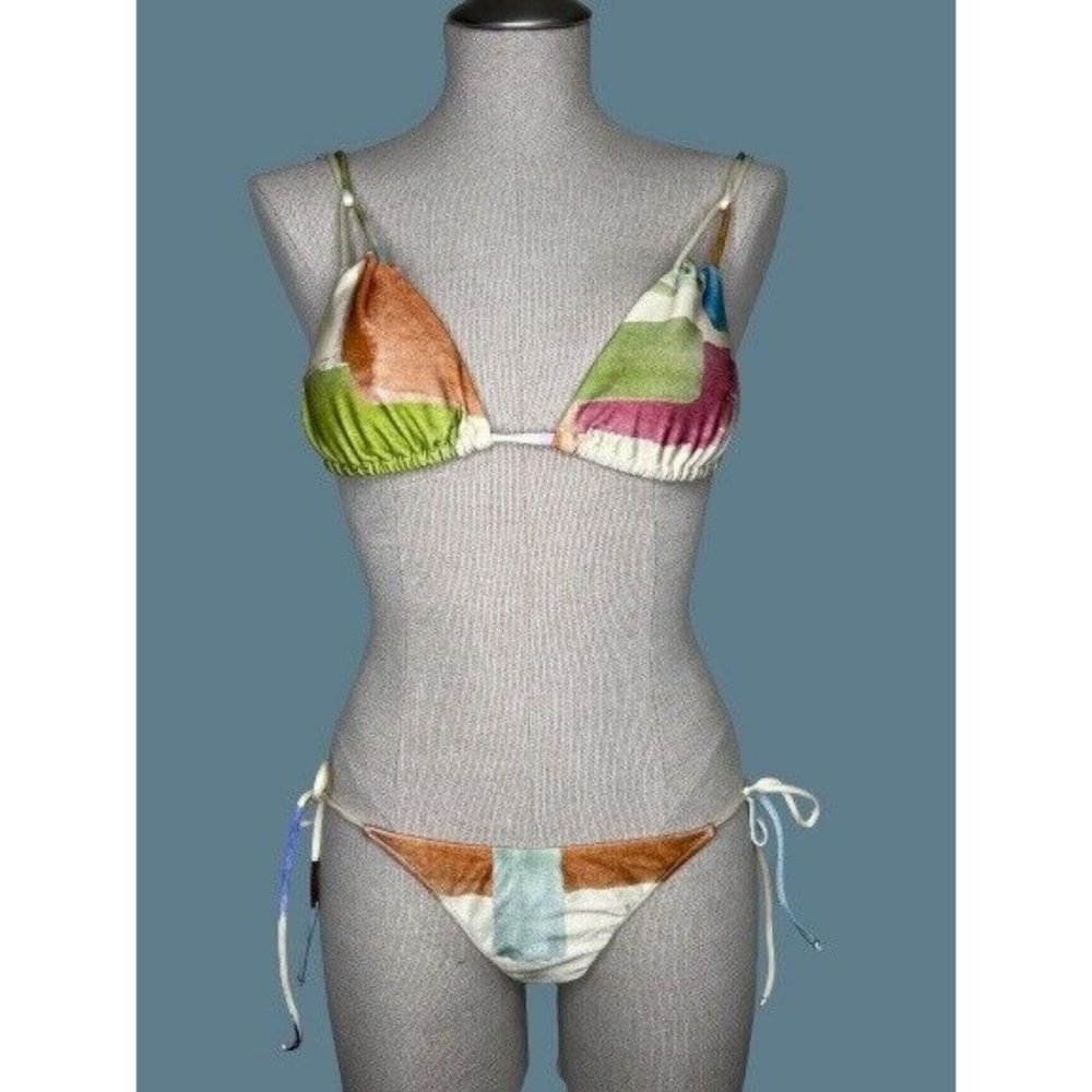 ADRIANA DEGREAS Illusion Triangle Bikini Set With Ties size S - Picture 1 of 9